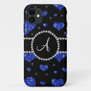 Funda Para iPhone 11 Círculo azul de los diamantes negros de los
