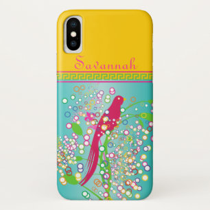 Funda Para iPhone X Círculo de pájaros rosados de moda de moda