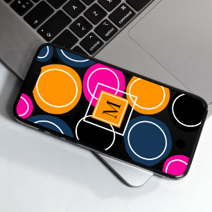 Funda Para iPhone 14 De Case-Mate Círculos abstractos modernos Monograma rosa Verde