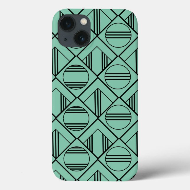 Funda De Case-Mate Para iPhone Círculos Art Deco y diamantes (Reverso)
