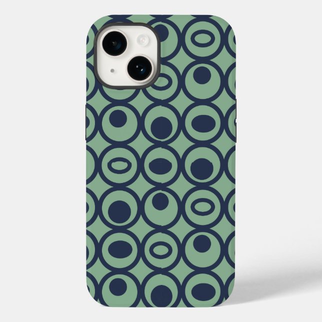 Funda De Case-Mate Para iPhone Círculos azules en círculos (Reverso )