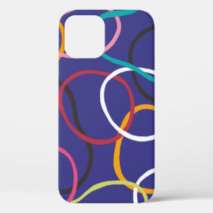 Funda Para iPhone 12 Círculos, bandas abstractas, patrón vintage sin fi