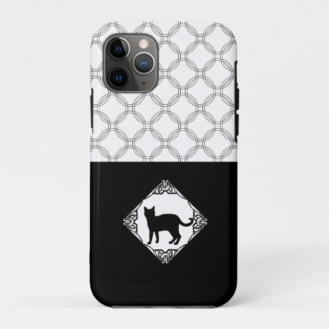 Funda De Case-Mate Para iPhone Círculos con gato negro (Reverso)