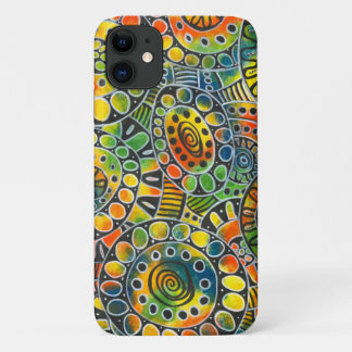 Funda Para iPhone 11 Círculos con pintura de mano acrílica feliz para i