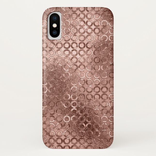 Funda De Case-Mate Para iPhone Círculos de rosa dorado brillante lujo destelleant (Reverso)