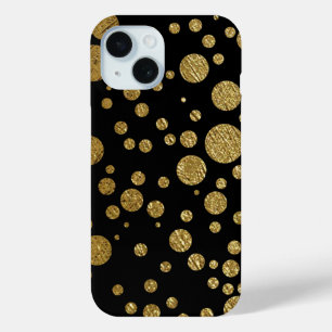 Funda Para iPhone 15 círculos dorados sobre negro