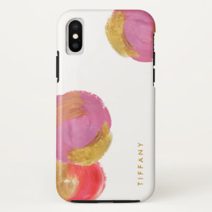 Funda Para iPhone X Círculos fucsias atractivos del rosa y del oro en
