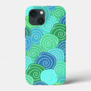 Funda Para iPhone 13 Mini Círculos Modernos Cuidados Patrón Whimsical Verde