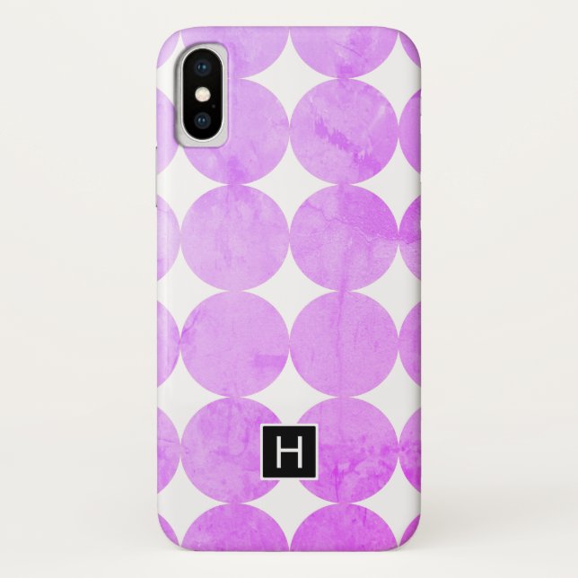 Funda De Case-Mate Para iPhone Círculos púrpura modernos | Monograma (Reverso)