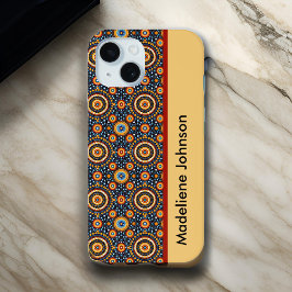 Funda Para iPhone 15 Círculos tribales de color rojo dorado azul geomét