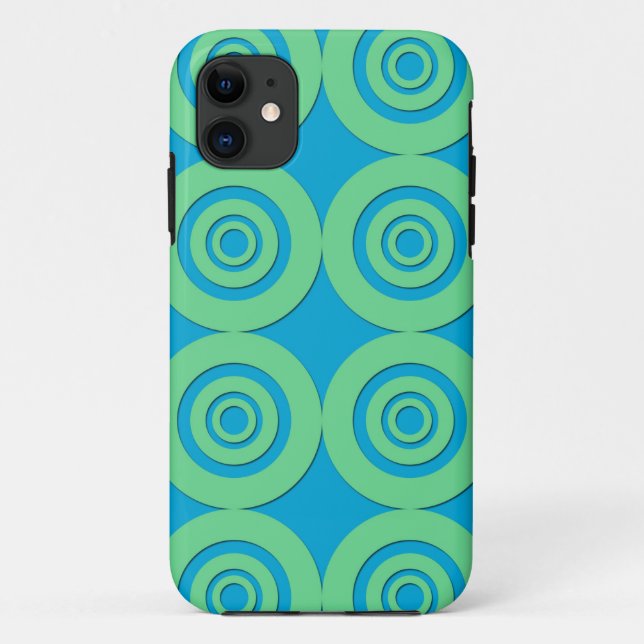 Funda De Case-Mate Para iPhone Círculos Turquesa Verde Menta Patrón Moderno (Reverso)