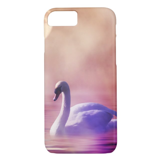 Funda De Case-Mate Para iPhone Cisne blanco flotando en un lago polvoriento (Reverso)
