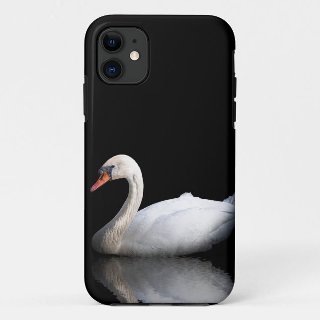 Funda De Case-Mate Para iPhone cisne blanco sobre negro (Reverso)