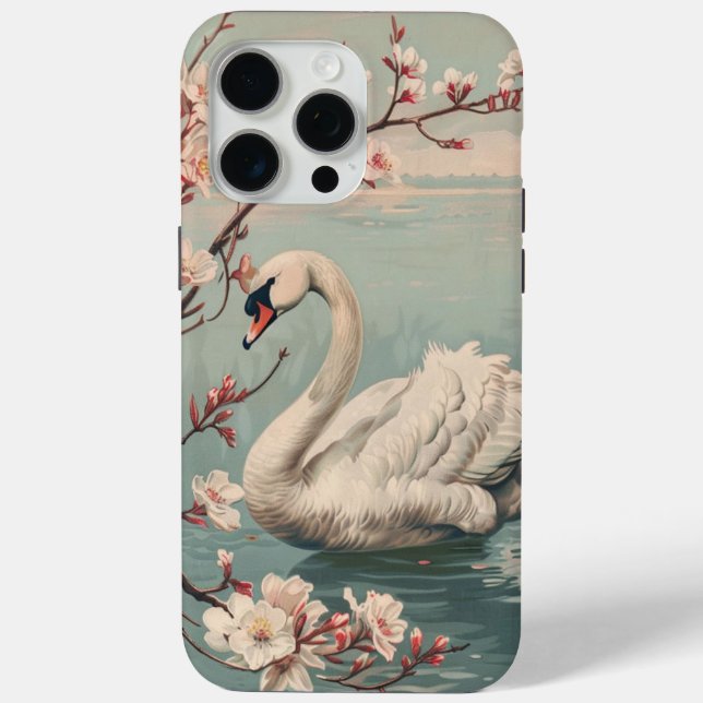 Funda De Case-Mate Para iPhone Cisne y flores de cerezo (Reverso )