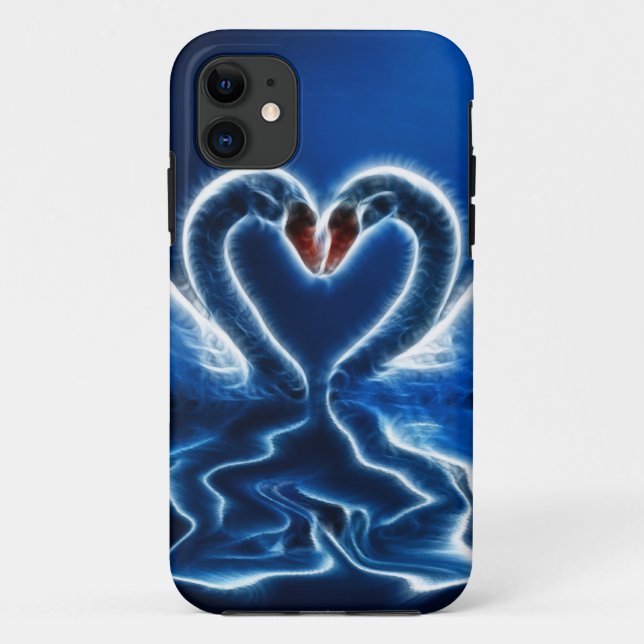 Funda De Case-Mate Para iPhone Cisnes fractales en el lago (Reverso)