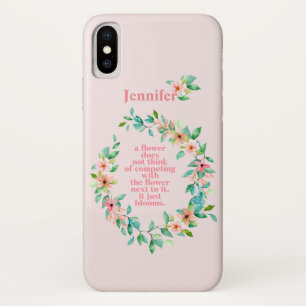 Funda Para iPhone X Cita como una flor Corona floral tropical
