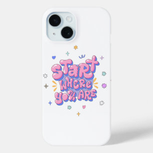 Funda Para iPhone 15 Cita con letra burbuja colorida