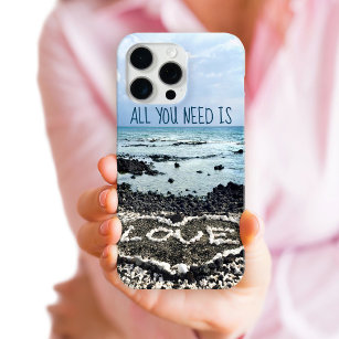 Funda Para iPhone 15 Pro Max Cita de amor de Hawaii Black Sand Beach Coral