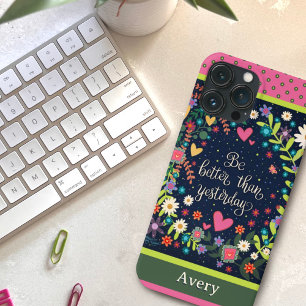 Funda Para iPhone 13 Pro Max Cita de diversión con nombre personalizado floral