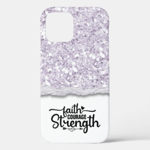 Funda Para iPhone 12 Cita de guión de caligrafía de fuerza de valor de 
