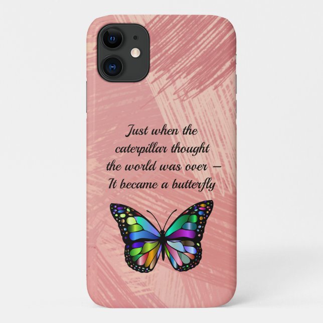 Funda De Case-Mate Para iPhone Cita de mariposa inspiradora elegante esperanzador (Reverso)
