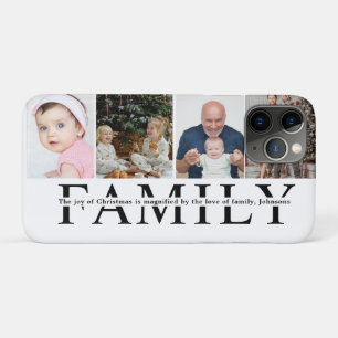 Funda Para iPhone 11 Pro Cita de Navidad familiar moderna con 4 fotos en co