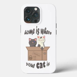 Funda Para iPhone 13 Pro Cita divertida Home es donde está tu gato