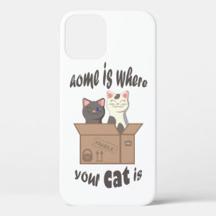Funda Para iPhone 12 Cita divertida Home es donde está tu gato