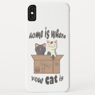 Funda Para iPhone XS Max Cita divertida Home es donde está tu gato