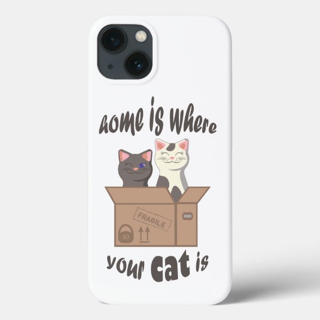 Funda De Case-Mate Para iPhone Cita divertida Home es donde está tu gato (Reverso)