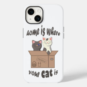 Funda Para iPhone 14 De Case-Mate Cita divertida Home es donde está tu gato