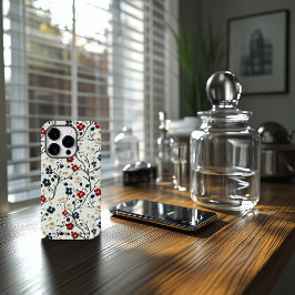 Funda Para iPhone 14 Pro De Case-Mate Cita floral con bordado de color rojo, azul y blan