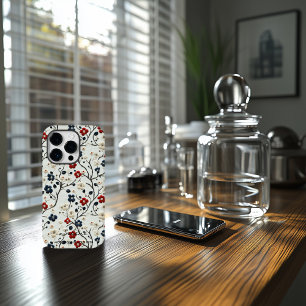 Funda Para iPhone 14 Pro De Case-Mate Cita floral con bordado de color rojo, azul y blan