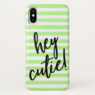 Funda Para iPhone X Cita HEY CUTIE en Funda de iPhone X a rayas