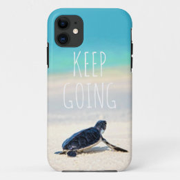 Funda Para iPhone 11 Cita motivacional Sigue En La Playa De La Tortuga