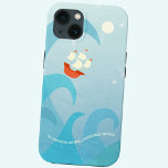 Funda Para iPhone 13 Cita Náutica<br><div class="desc">A las aguas incontrolables,  las costas sin soñar. Un poco de Shakespeare para inspirarte. Un barco de vela se sienta en la cima de una ola oceánica por debajo de un cielo de estrellas. Perfecto para marineros,  viajeros y aventureros por todas partes.</div>