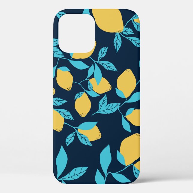Funda De Case-Mate Para iPhone Citro simple: limones en azul. (Reverso )