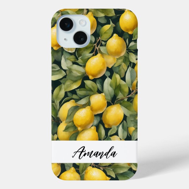 Funda De Case-Mate Para iPhone Citruro de patrón limón de color agua (Reverso )