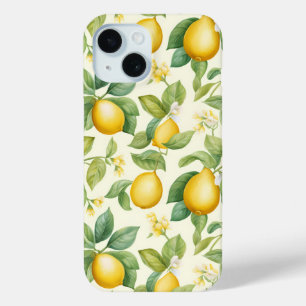 Funda Para iPhone 15 Citrus de flores de limón mediterráneo