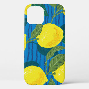 Funda Para iPhone 12 Citrus Lemon: Vintage sin costura.