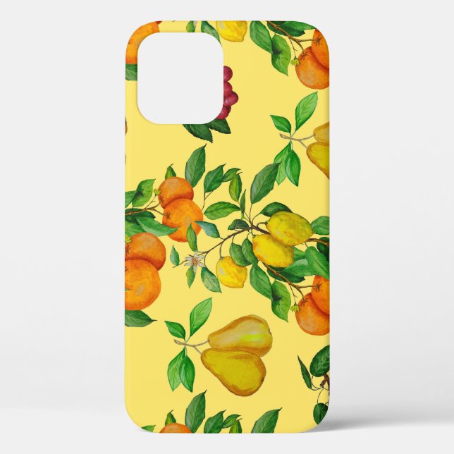 Funda De Case-Mate Para iPhone Citrus, pera, cereza: acuarela impresa. (Reverso )