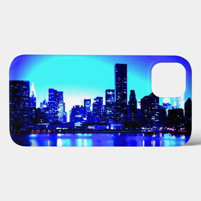 Funda De Case-Mate Para iPhone Ciudad Azul de Nueva York (Reverso (Horizontal))