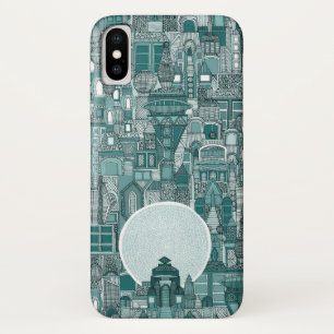 Funda Para iPhone X ciudad espacial mono verde azulado