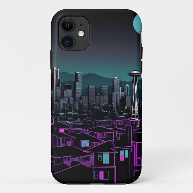 Funda De Case-Mate Para iPhone ciudad nocturna (Reverso)
