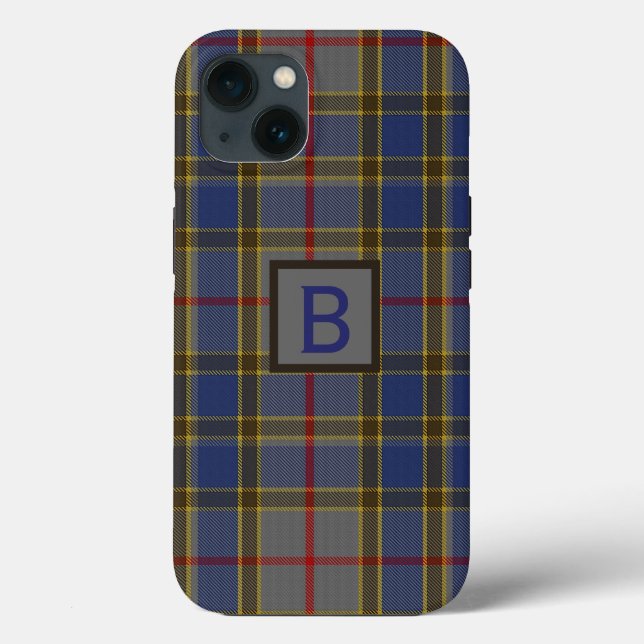 Funda De Case-Mate Para iPhone Clan Balfour Plaid Monogrammed (Reverso )