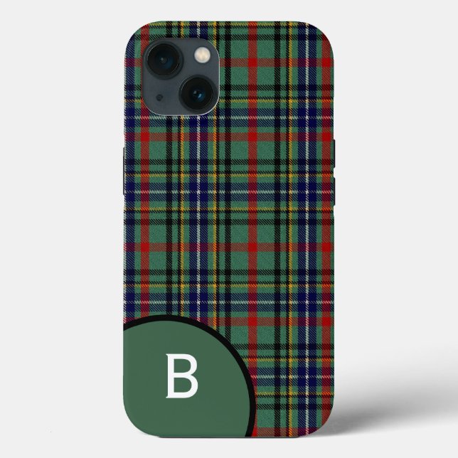 Funda De Case-Mate Para iPhone Clan Bisset Plaid Monogrammed (Reverso )