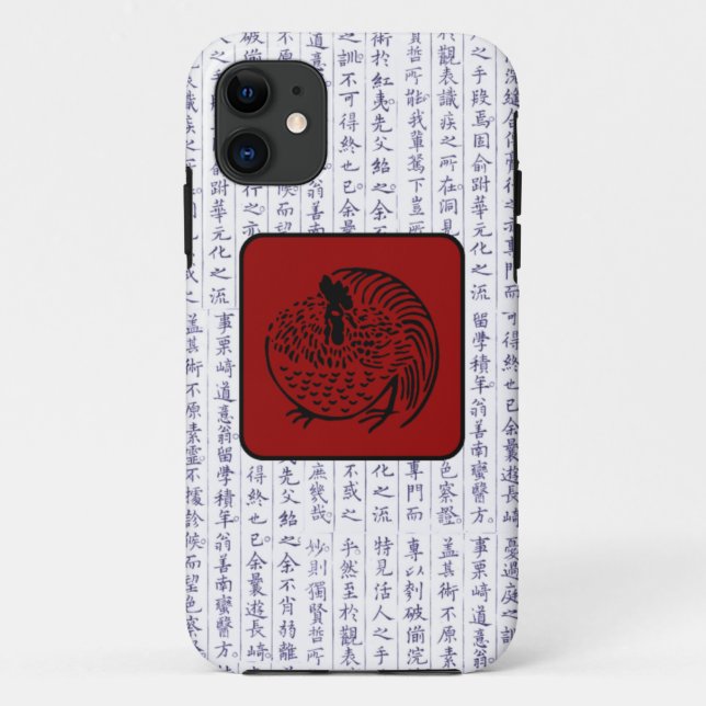 Funda De Case-Mate Para iPhone Clan japonés Kamon Kanji Script Rooster (Reverso)