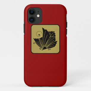 Funda Para iPhone 11 Clan japonés Kamon Red Laquer y la mariposa de oro