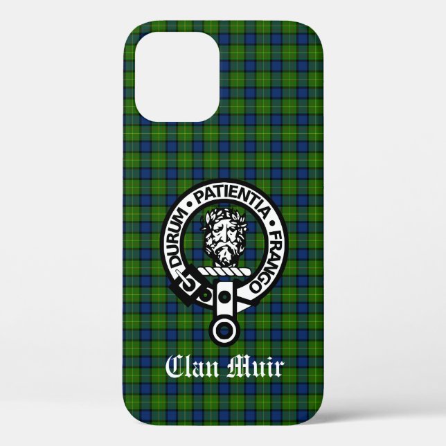 Funda De Case-Mate Para iPhone Clan Muir o más placa Escudo y tartán (Reverso )