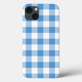 Funda Para iPhone 13 Clara azul y blanco Gingham Plaid